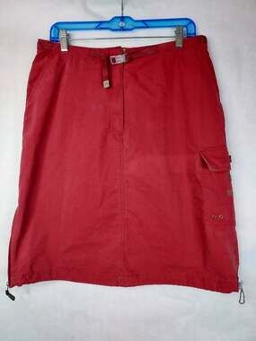 Private Member Cargo Skirt Women's 13/14 Red Bungee Hem Utility Pockets Gorpcore